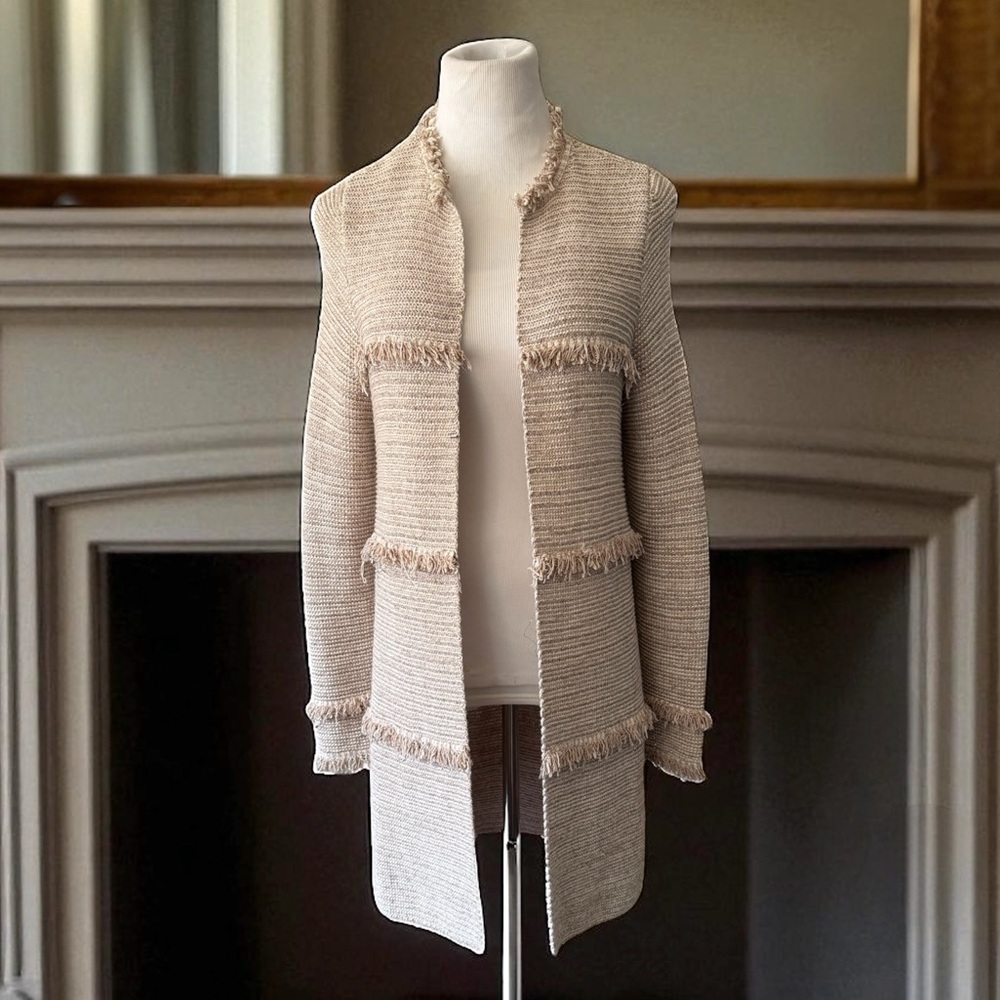 Chicos Fringe Cardi Sweater Coat Size 4